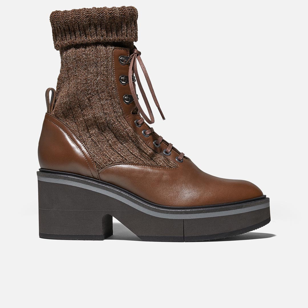 ANCEL ANKLE BOOTS, BROWN CALFSKIN