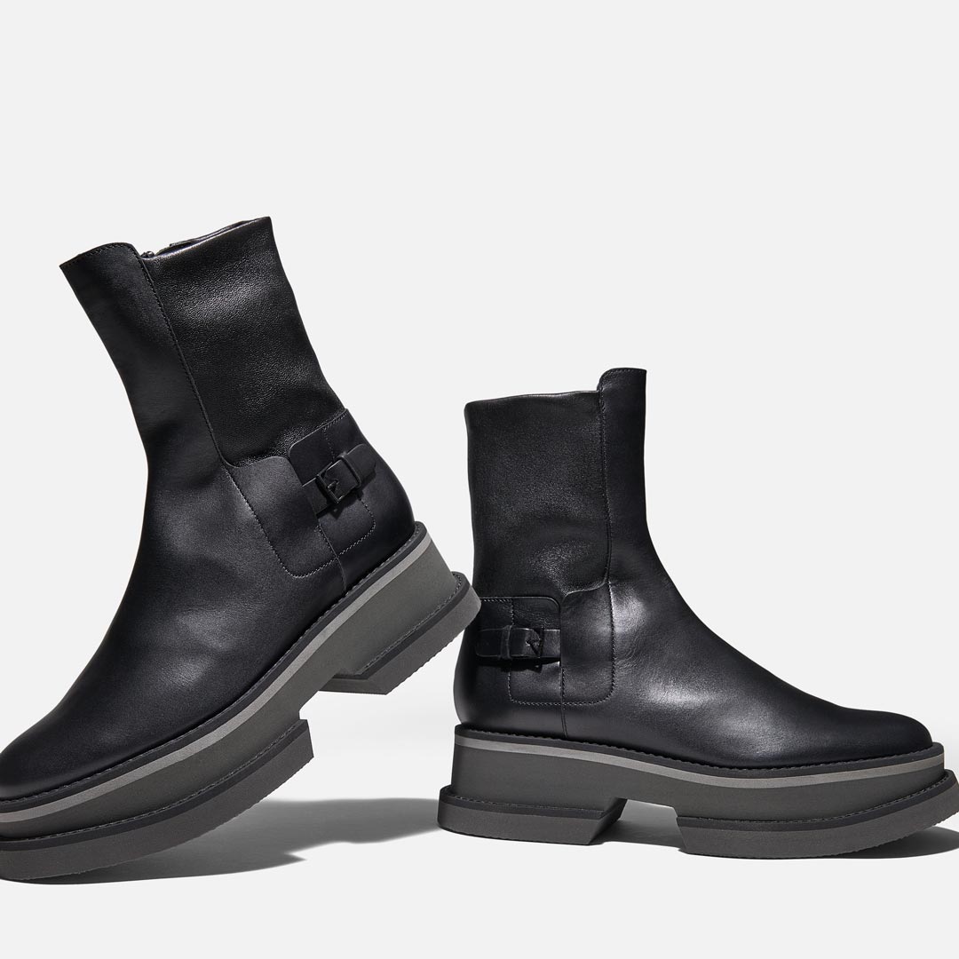 BEY ANKLE BOOTS, BLACK CALFSKIN