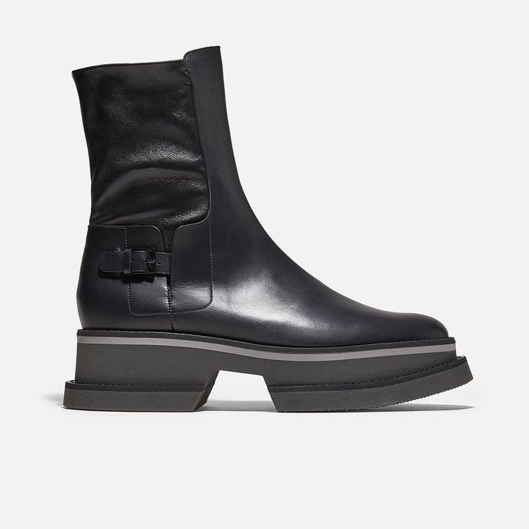 BEY ANKLE BOOTS, BLACK CALFSKIN